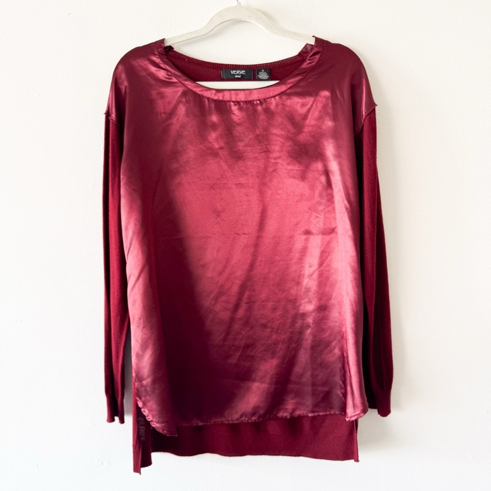 Verve Ami Burgundy Satin Sweater Size XL